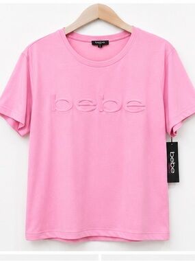 Women’s bebe sport raised logo tee in begonia pink small